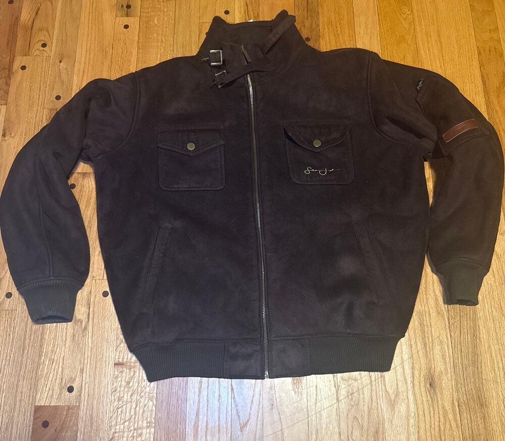 Vintage Sean John Y2K Faux Suede Bomber Jacket Men’s XL Plush Lined Brown